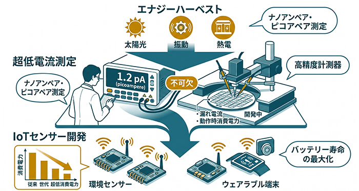 「エナジーハーベスト」や「IoTセンサー」開発に不可欠な超低電流測定