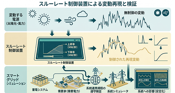 太陽光・風力発電の「変動」を再現するスルーレート制御