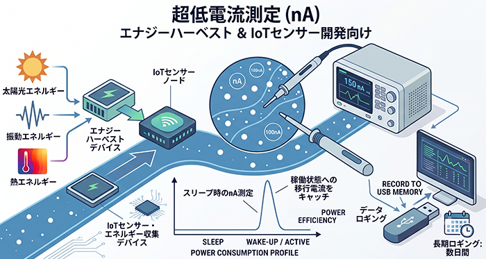 「エナジーハーベスト」や「IoTセンサー」開発に不可欠な超低電流測定